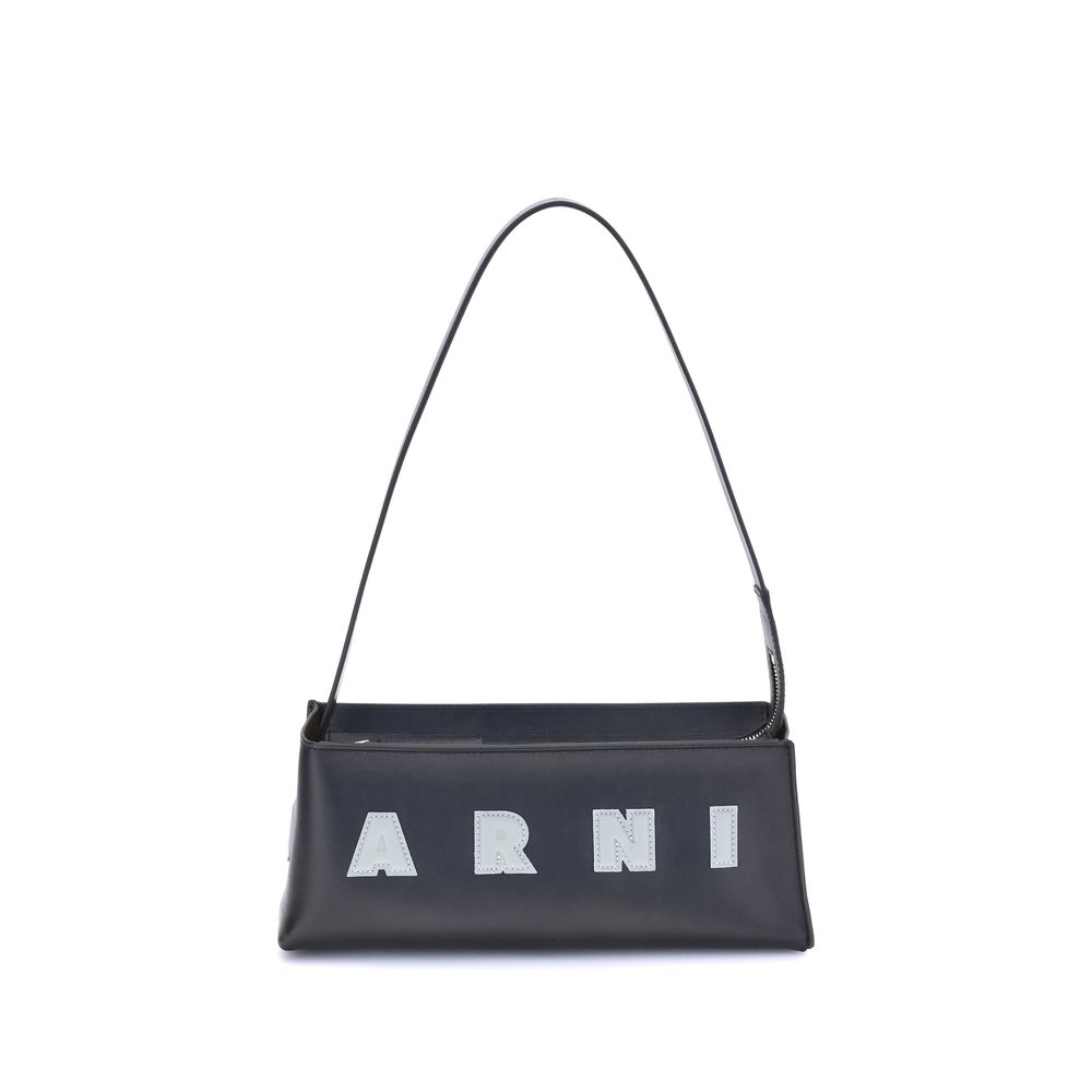 Marni Schultertasche aus schwarzem Kalbsleder Bos Taurus
